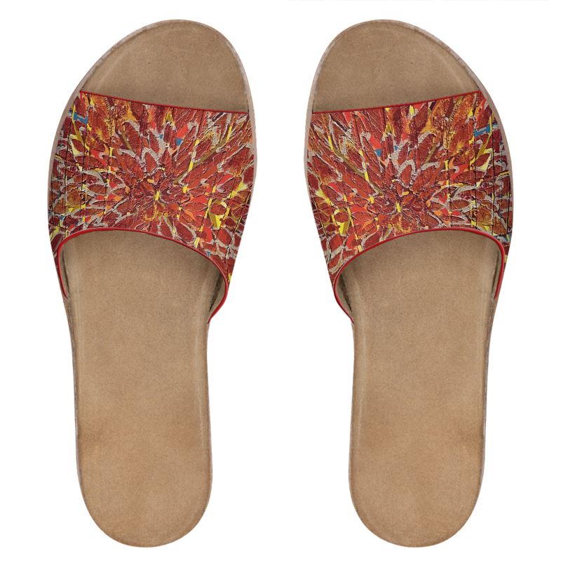 BOUQUETS OF COLOR MADE HER SMILE Leather Sliders