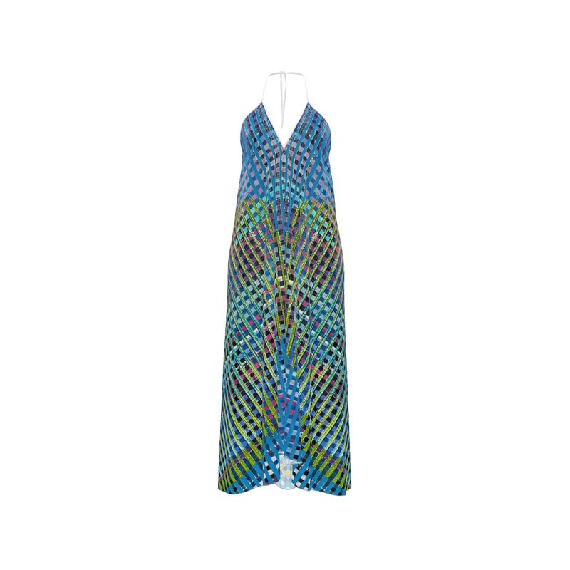 COSMOS AND THEOS Silk Backless Halter Dress – ShopWeFancy