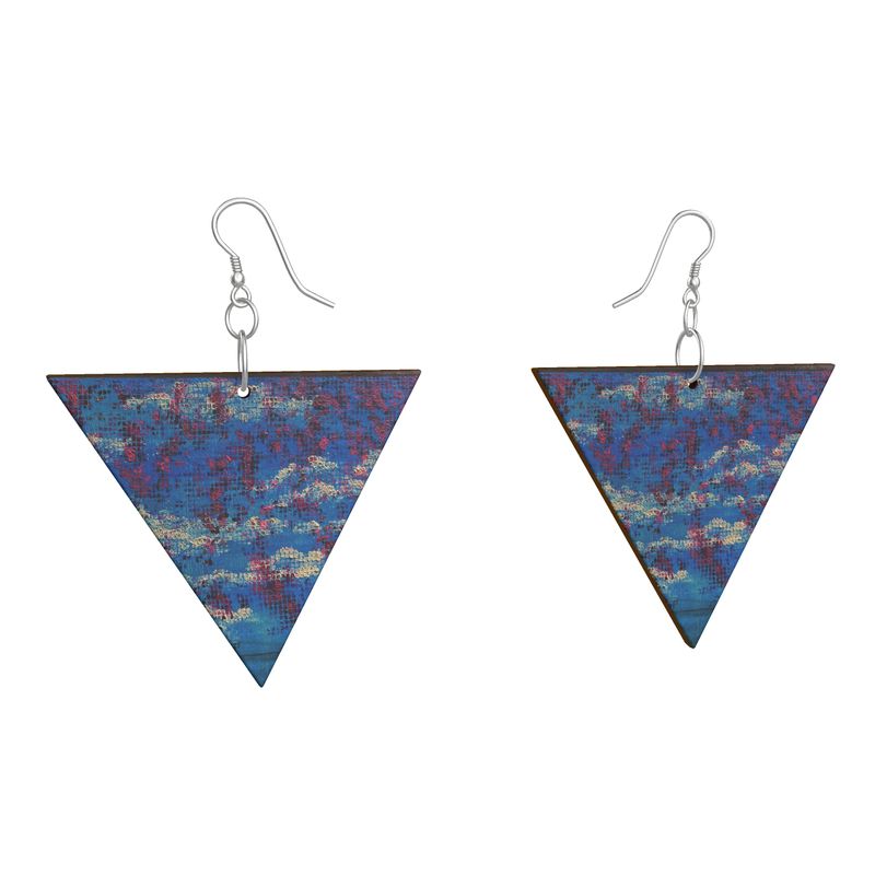 THE PERSISTENCE OF SUMMER Angular Wooden Dangle Earrings