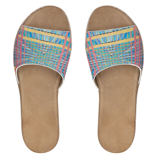 RISING, SETTING Leather Sliders