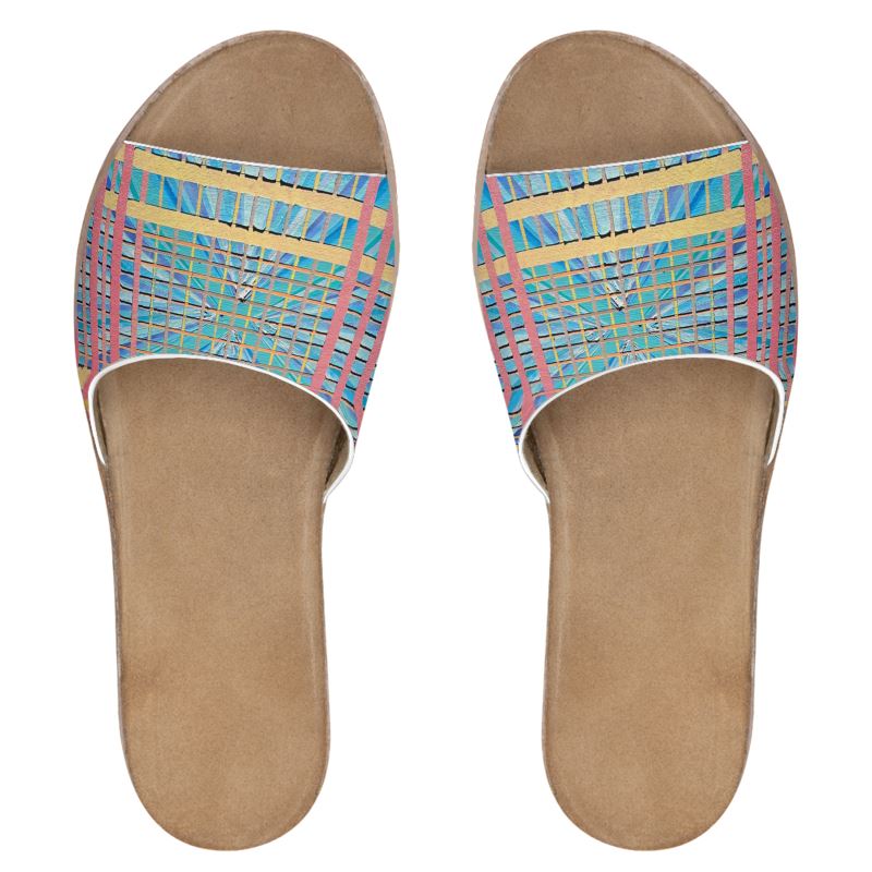 RISING, SETTING Leather Sliders