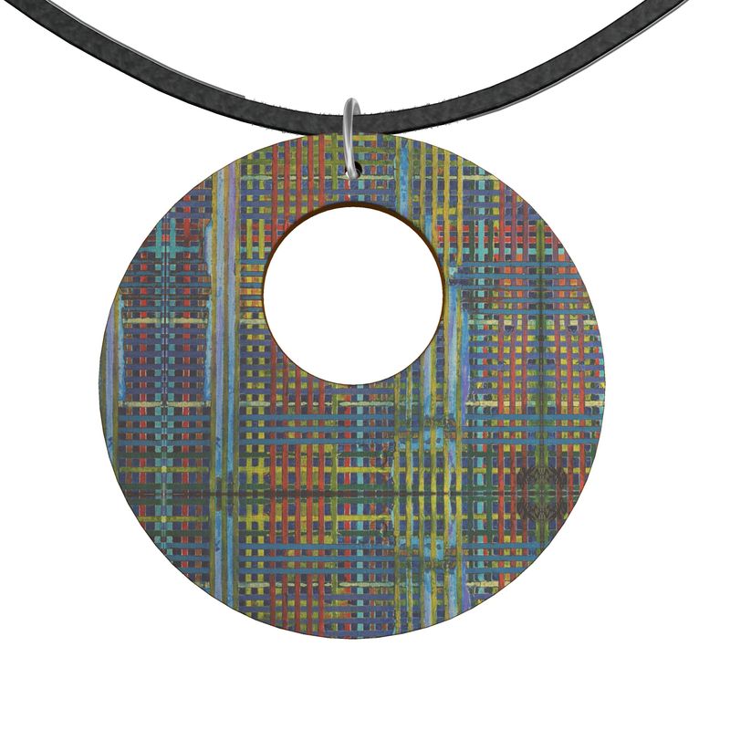 TAPESTRY Round Wooden Pendant Necklace