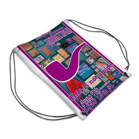 THIS IS NOT A PIPE (WHT) Drawstring Bag