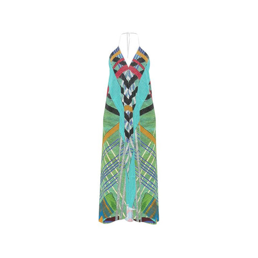 THE WRINKLE Silk Backless Halter Dress