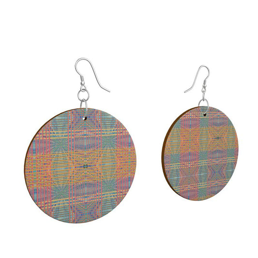 RISING, SETTING Round Wooden Dangle Earrings