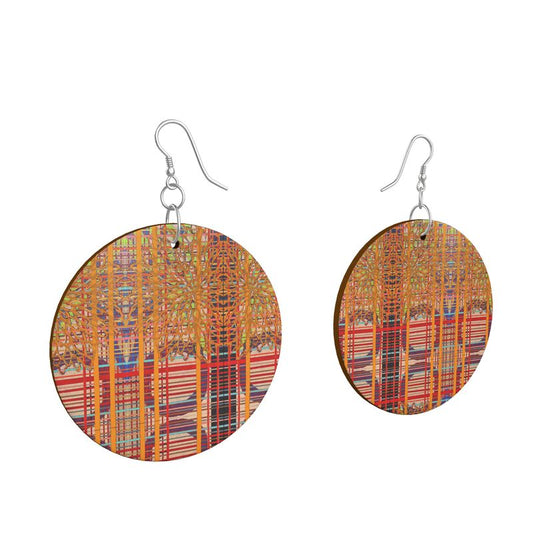 SYNAPSE Round Wooden Dangle Earrings