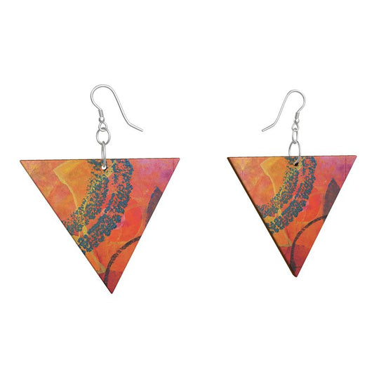 DIAPHANOUS Angular Wooden Dangle Earrings