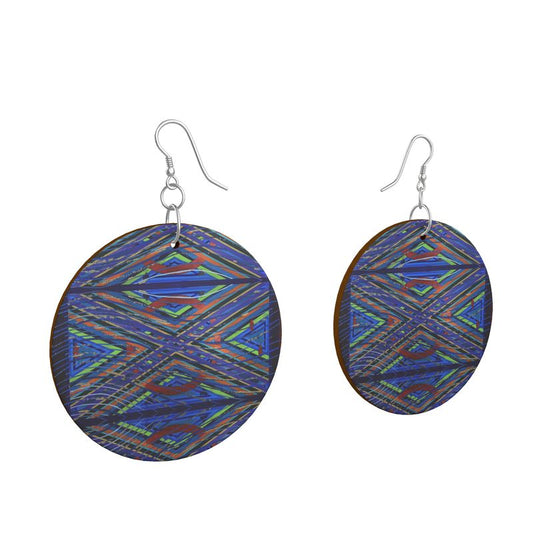 KINTSUGI Round Wooden Dangle Earrings