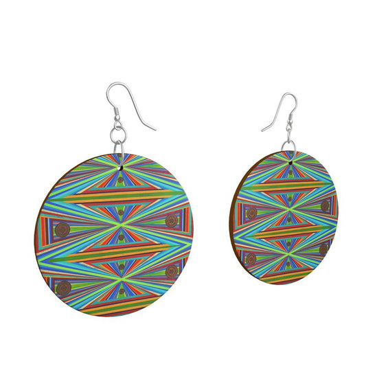 BONA FORTUNA Round Wooden Dangle Earrings