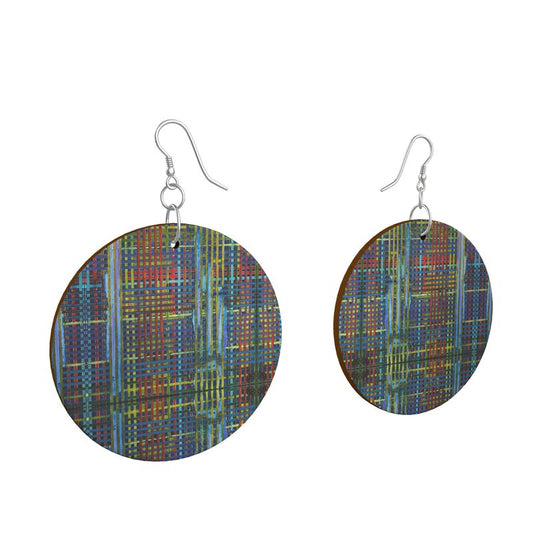 TAPESTRY Round Wooden Dangle Earrings