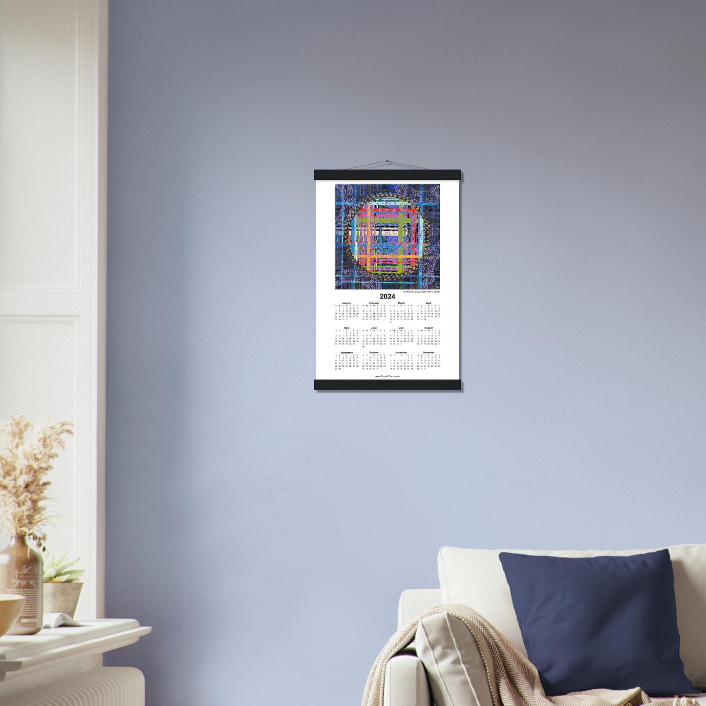 ANIMATED 2024 Year at a Glance on Premium Matte Paper Calendar with Hanger