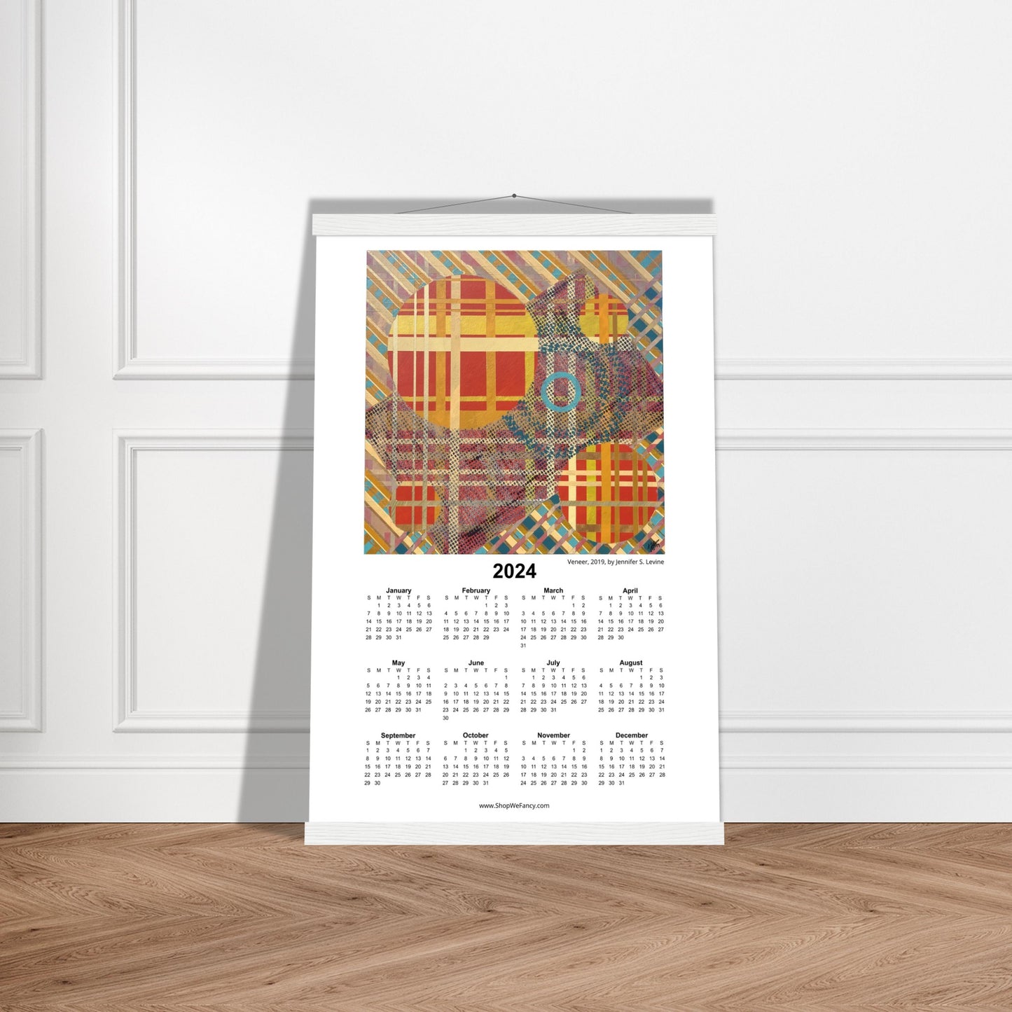 VENEER 2024 Year at a Glance on Premium Matte Paper Calendar with Hanger