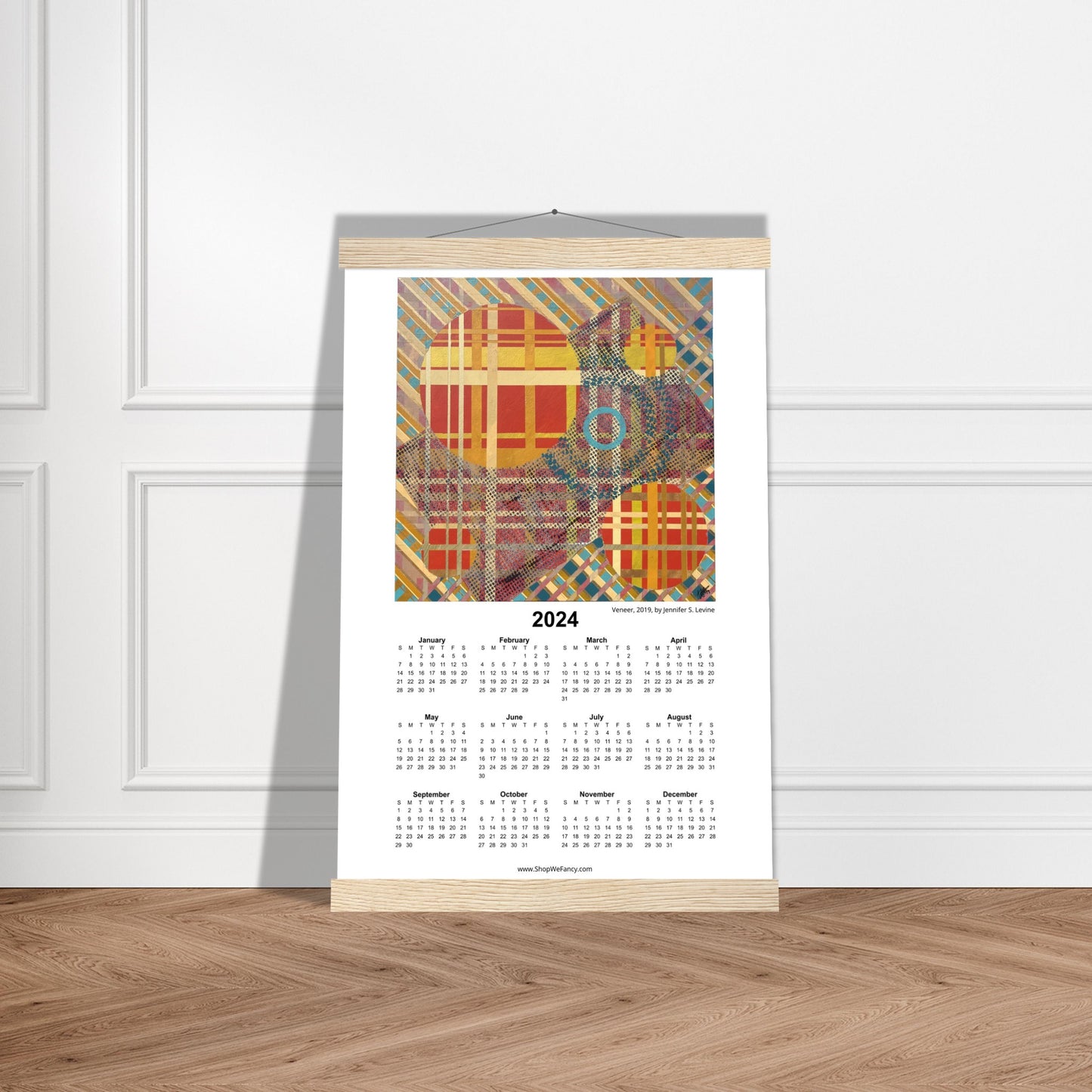 VENEER 2024 Year at a Glance on Premium Matte Paper Calendar with Hanger