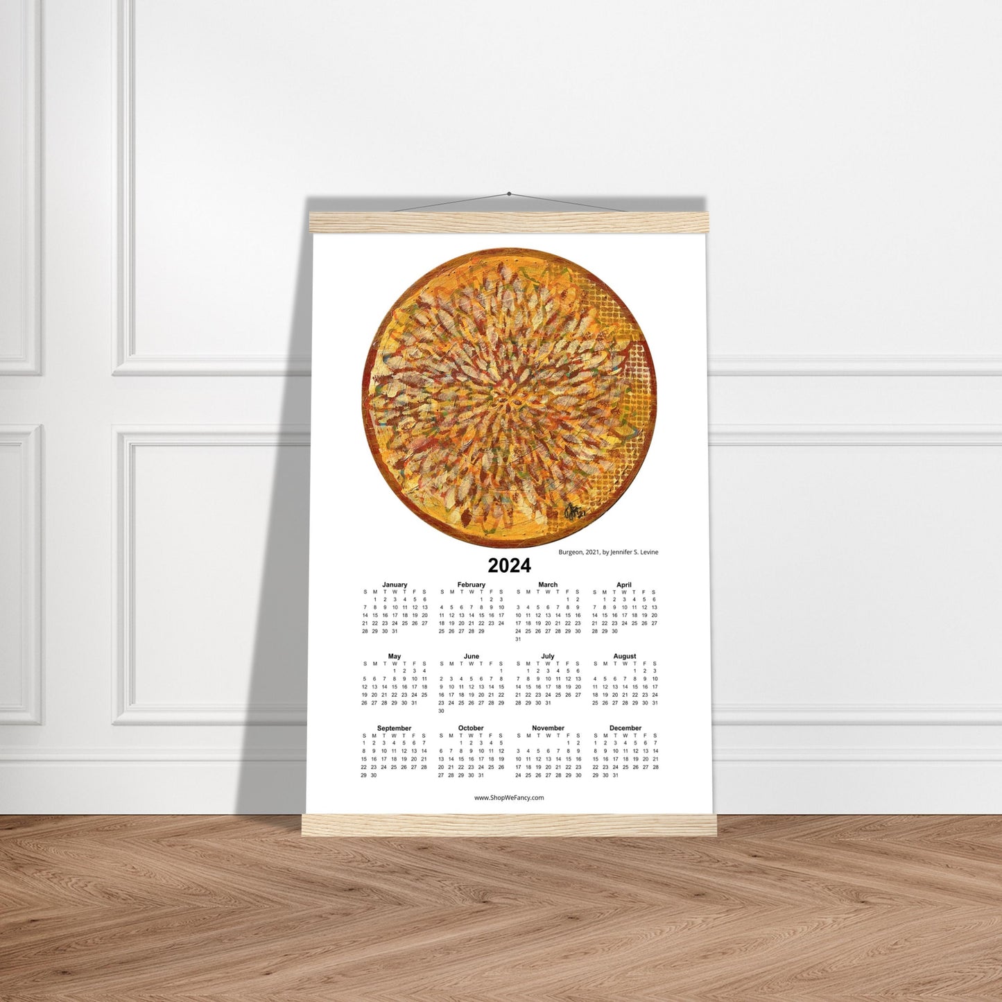 BURGEON 2024 Year at a Glance on Premium Matte Paper Calendar with Hanger