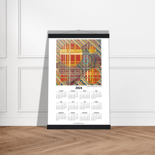 VENEER 2024 Year at a Glance on Premium Matte Paper Calendar with Hanger