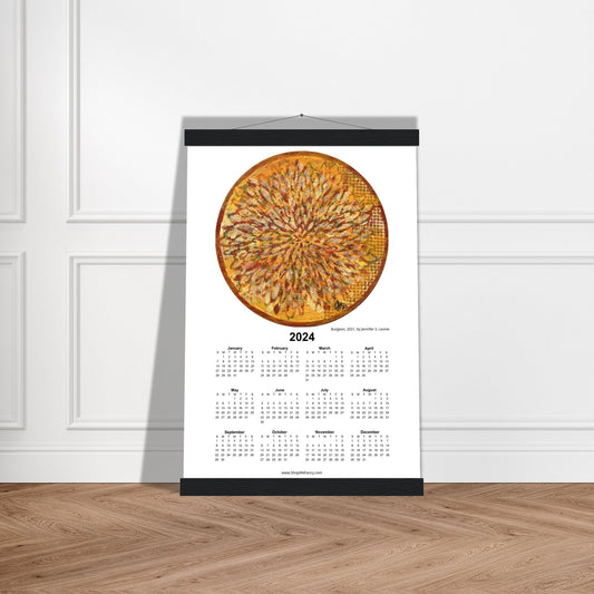 BURGEON 2024 Year at a Glance on Premium Matte Paper Calendar with Hanger